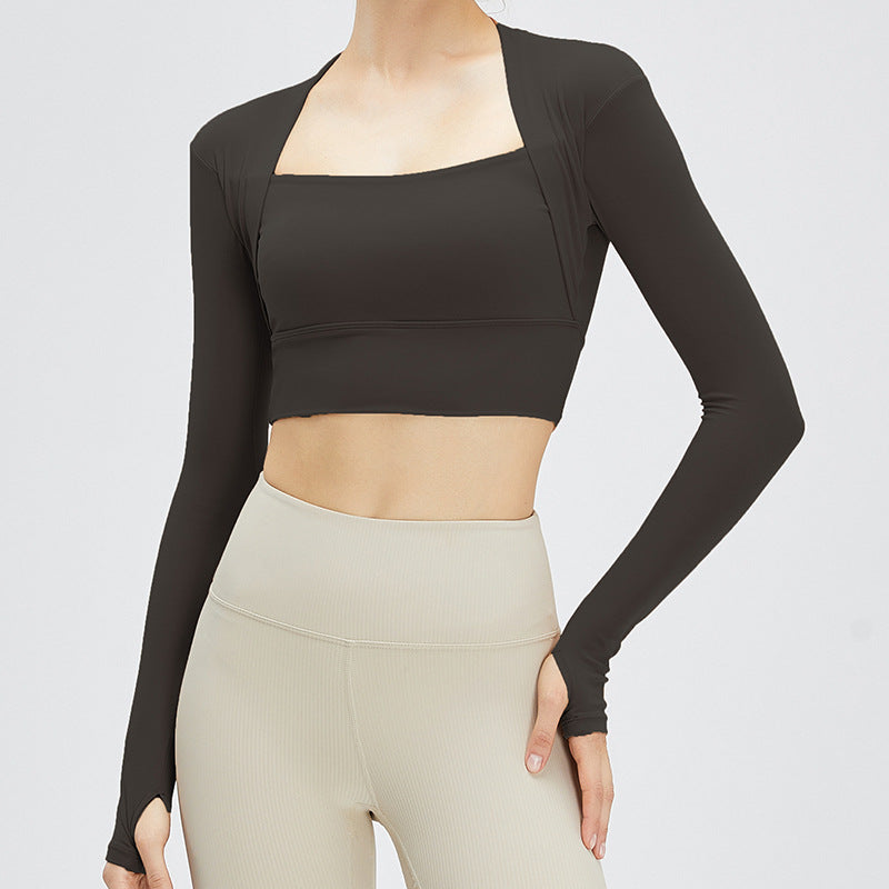 Two sets of fitness clothes with a shawl, a chest pad, a women's cloud-like top, a long-sleeved T-shirt, and a U-shaped shock-absorbing yoga suit