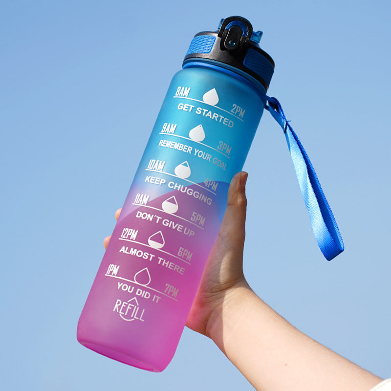 Lunéa Vaso Gradiente 1L con Pajita y Cuerda – Botella Deportiva Outdoor