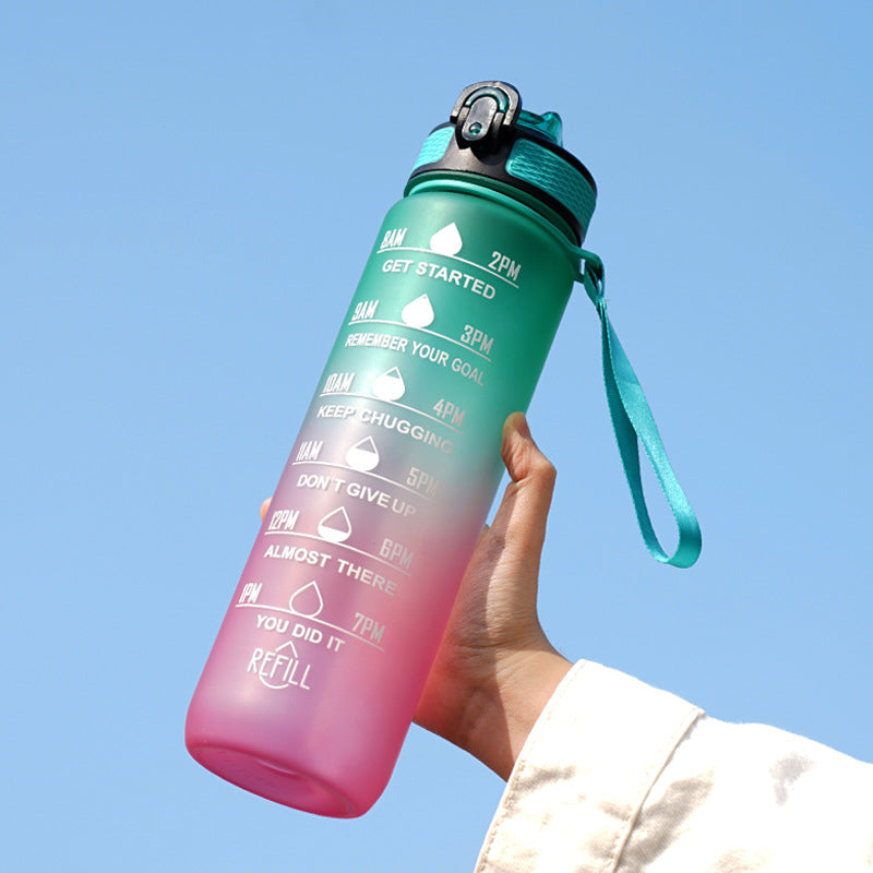Lunéa Vaso Gradiente 1L con Pajita y Cuerda – Botella Deportiva Outdoor