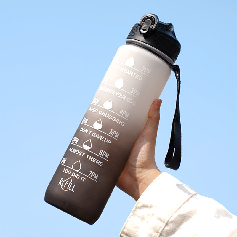 Lunéa Vaso Gradiente 1L con Pajita y Cuerda – Botella Deportiva Outdoor