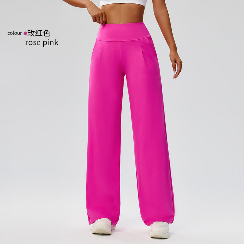 Outdoor high-waisted yoga pants, nine-inch loose straight-leg wide-leg pants, women's outdoor casual yoga pants