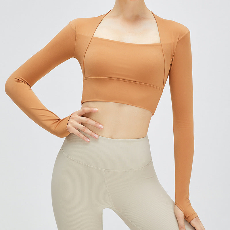 Two sets of fitness clothes with a shawl, a chest pad, a women's cloud-like top, a long-sleeved T-shirt, and a U-shaped shock-absorbing yoga suit