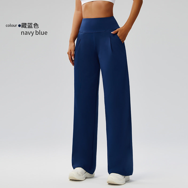 Outdoor high-waisted yoga pants, nine-inch loose straight-leg wide-leg pants, women's outdoor casual yoga pants