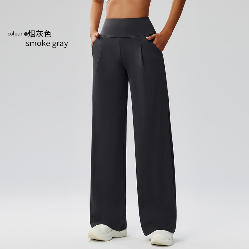 Outdoor high-waisted yoga pants, nine-inch loose straight-leg wide-leg pants, women's outdoor casual yoga pants