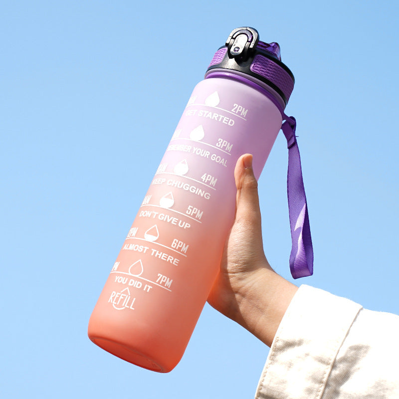 Lunéa Vaso Gradiente 1L con Pajita y Cuerda – Botella Deportiva Outdoor