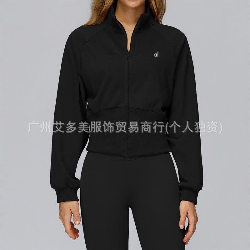 alo Hip Lift Yoga Pants, high-strength shock-absorbing and gathering underwear, women's autumn and winter stand-up collar coat, yoga three-piece set