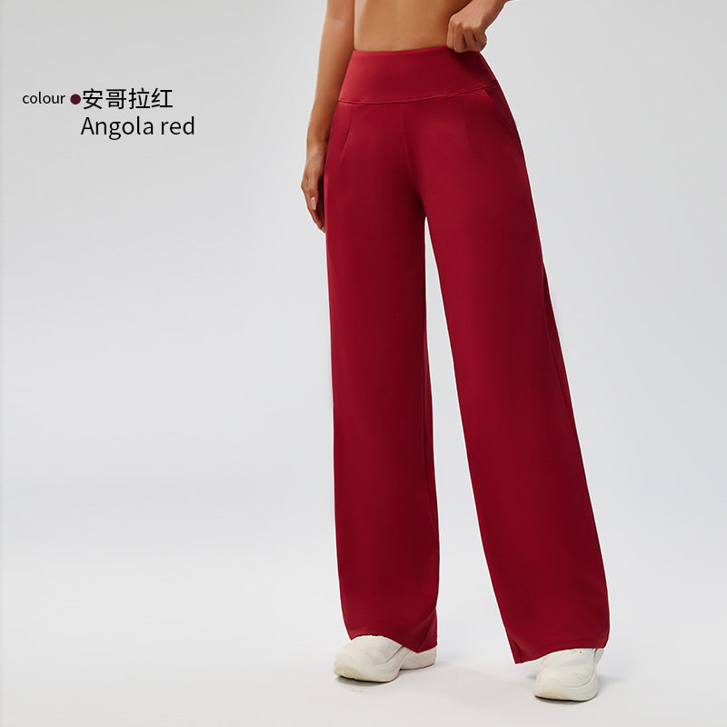 Outdoor high-waisted yoga pants, nine-inch loose straight-leg wide-leg pants, women's outdoor casual yoga pants