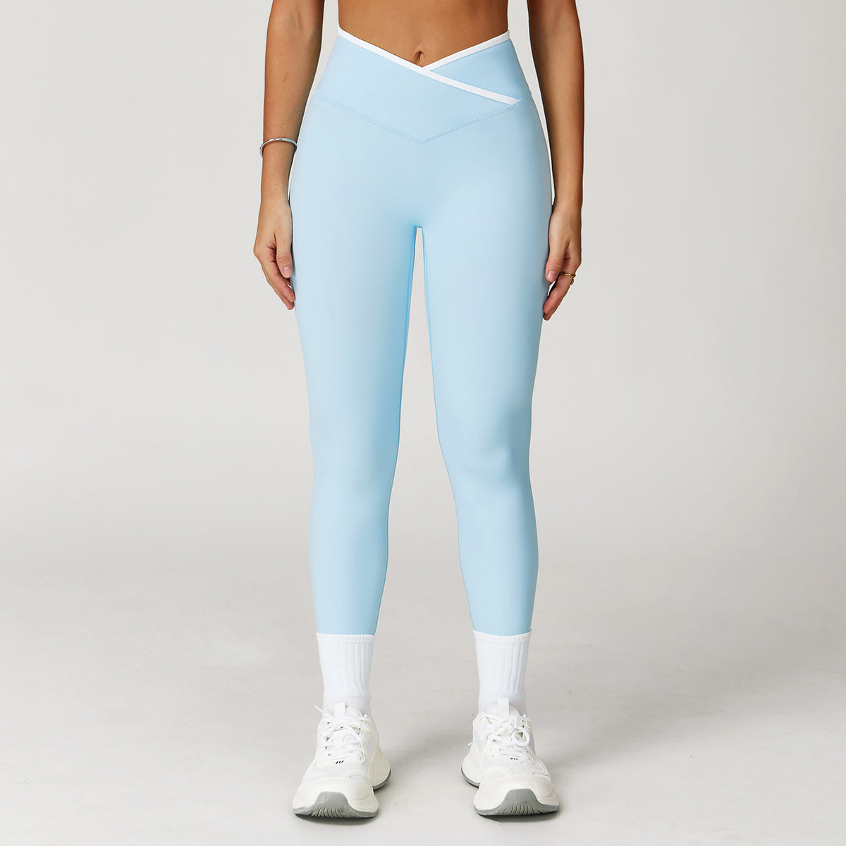 Lunéa Mallas Yoga Mujer Ajustadas Bicolor Cintura Alta Cruzada