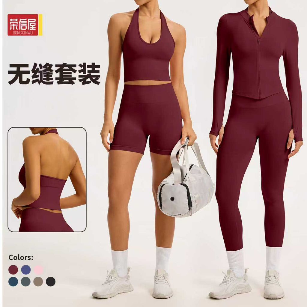 Seamless back-beautifying yoga running quick-drying tight fitness yoga wear for women