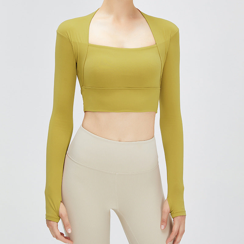 Two sets of fitness clothes with a shawl, a chest pad, a women's cloud-like top, a long-sleeved T-shirt, and a U-shaped shock-absorbing yoga suit