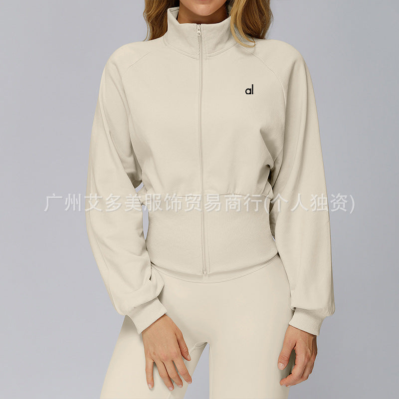 alo Hip Lift Yoga Pants, high-strength shock-absorbing and gathering underwear, women's autumn and winter stand-up collar coat, yoga three-piece set