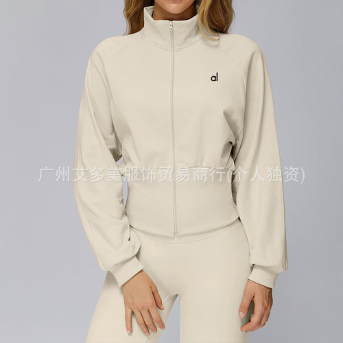alo Hip Lift Yoga Pants, high-strength shock-absorbing and gathering underwear, women's autumn and winter stand-up collar coat, yoga three-piece set