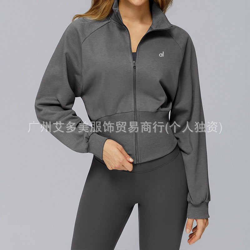 alo Hip Lift Yoga Pants, high-strength shock-absorbing and gathering underwear, women's autumn and winter stand-up collar coat, yoga three-piece set