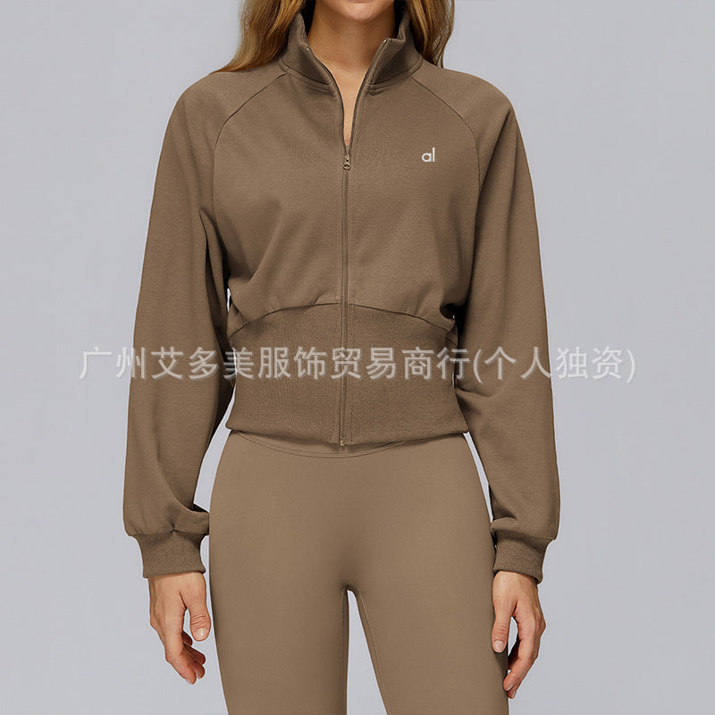 alo Hip Lift Yoga Pants, high-strength shock-absorbing and gathering underwear, women's autumn and winter stand-up collar coat, yoga three-piece set