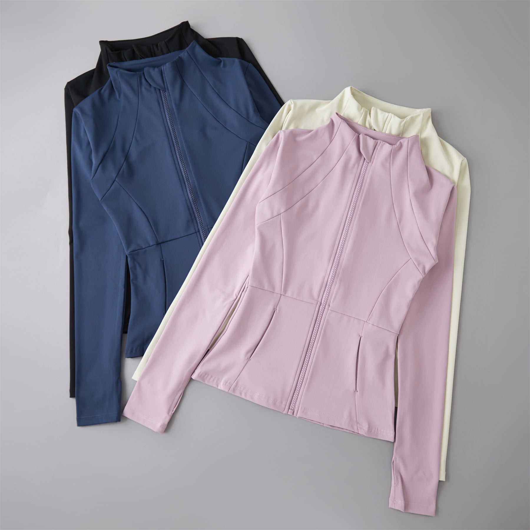 Yoga wear, women's stand-up collar zipper jacket, slimming, sun-protective, long-sleeved high-end running and fitness top