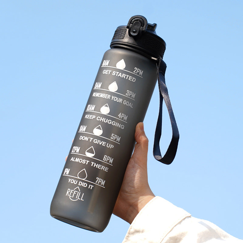 Lunéa Vaso Gradiente 1L con Pajita y Cuerda – Botella Deportiva Outdoor