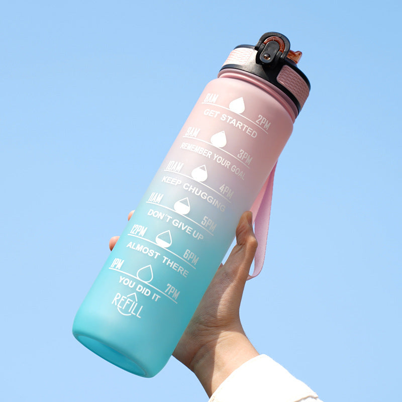 Lunéa Vaso Gradiente 1L con Pajita y Cuerda – Botella Deportiva Outdoor