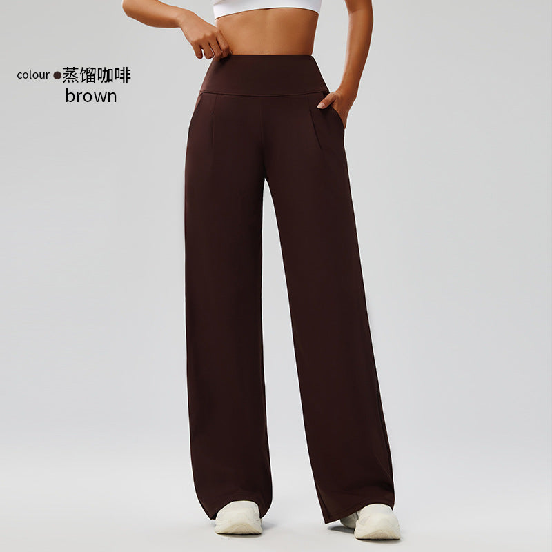 Outdoor high-waisted yoga pants, nine-inch loose straight-leg wide-leg pants, women's outdoor casual yoga pants