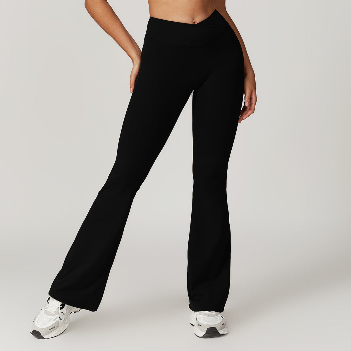Lunéa Pantalón Flare Yoga Mujer Tiro Alto Pierna Ancha Cintura Cruzada Tejido Reciclado