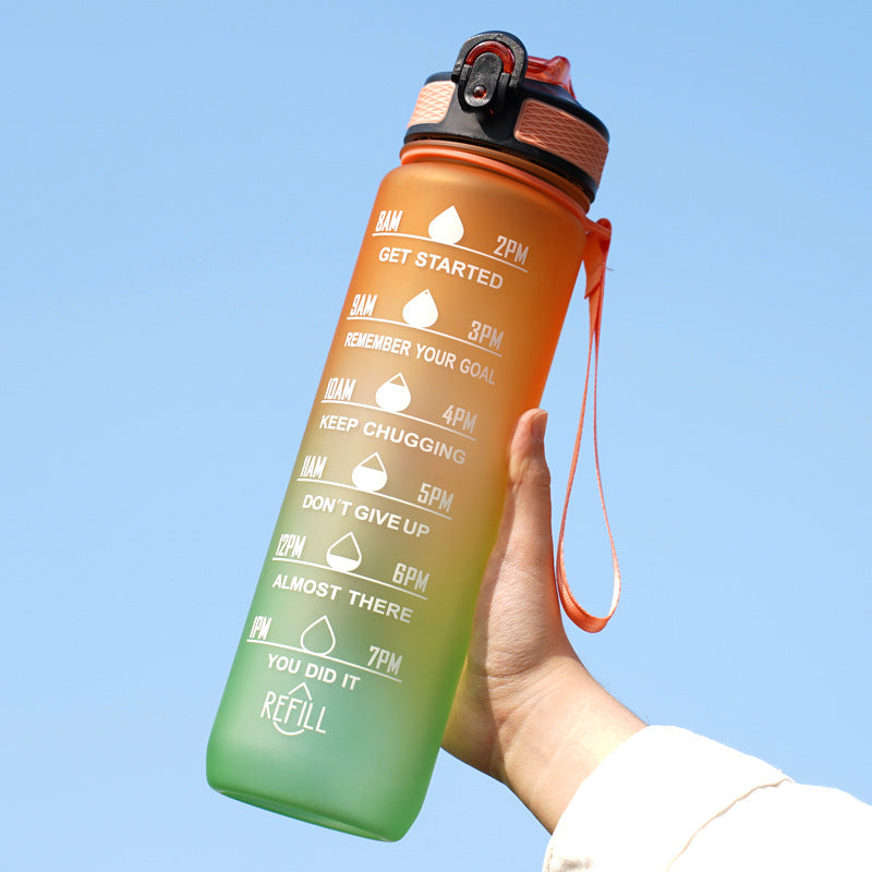 Lunéa Vaso Gradiente 1L con Pajita y Cuerda – Botella Deportiva Outdoor