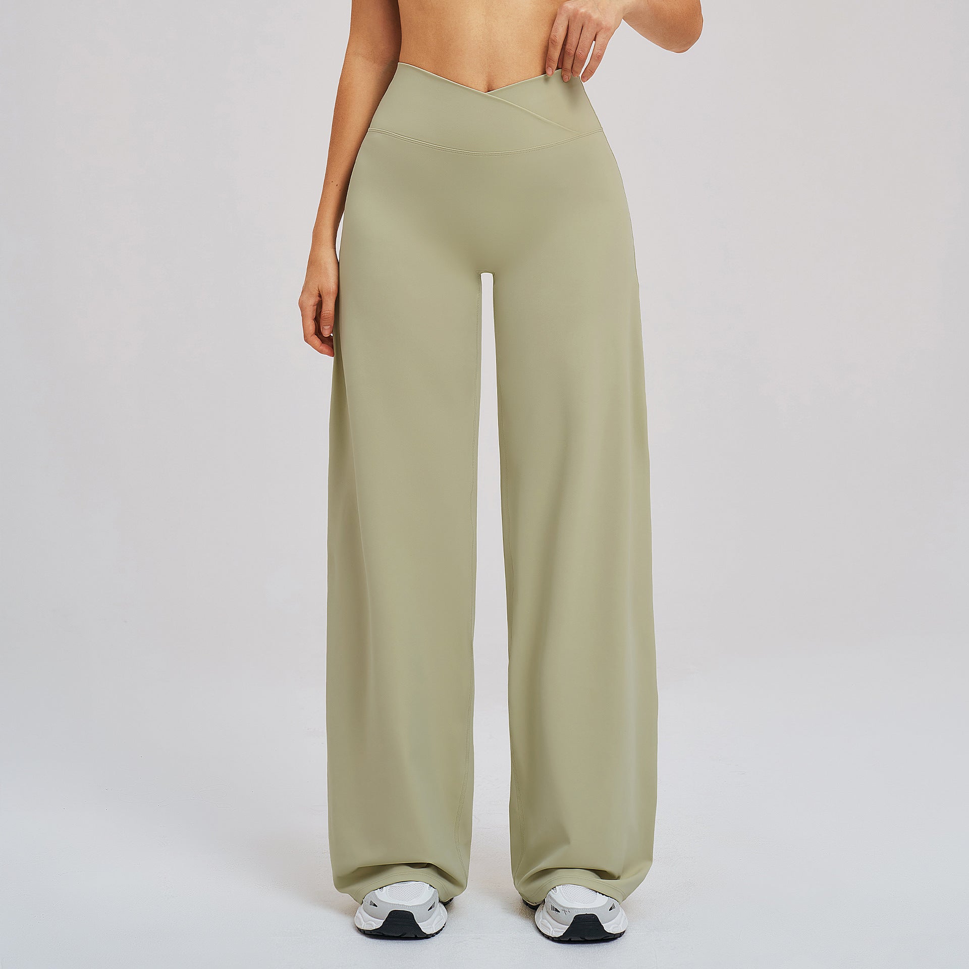 Lunéa Pantalón Ancho Mujer Cepillado Cintura Cruzada Pierna Ancha Running