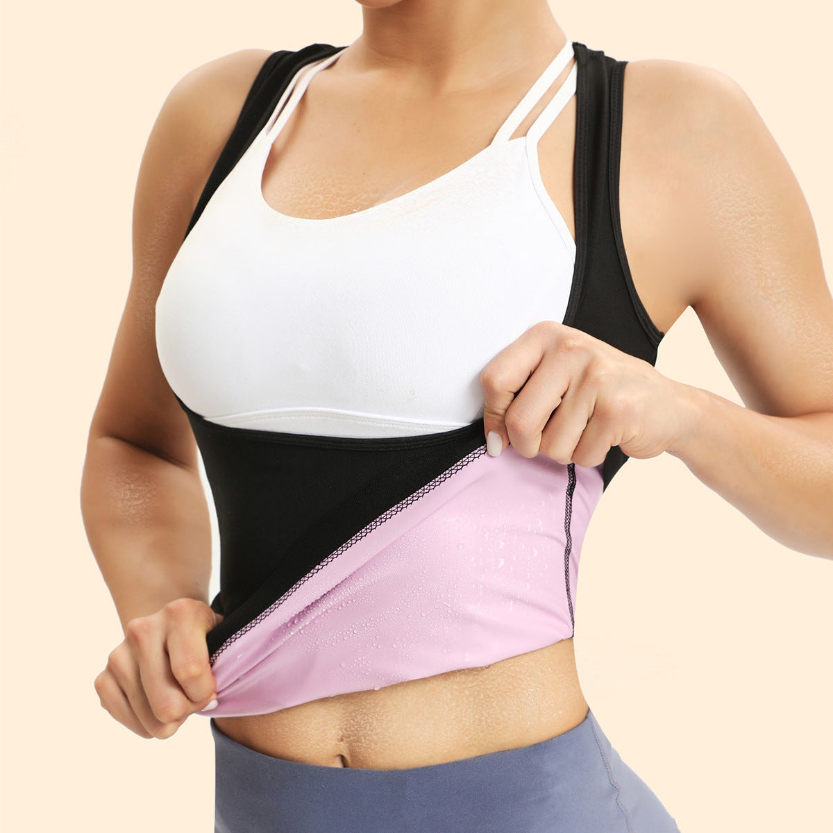 Ladies' sauna suit, sweat-inducing body shaping garment, fitness running vest, body shaping corset