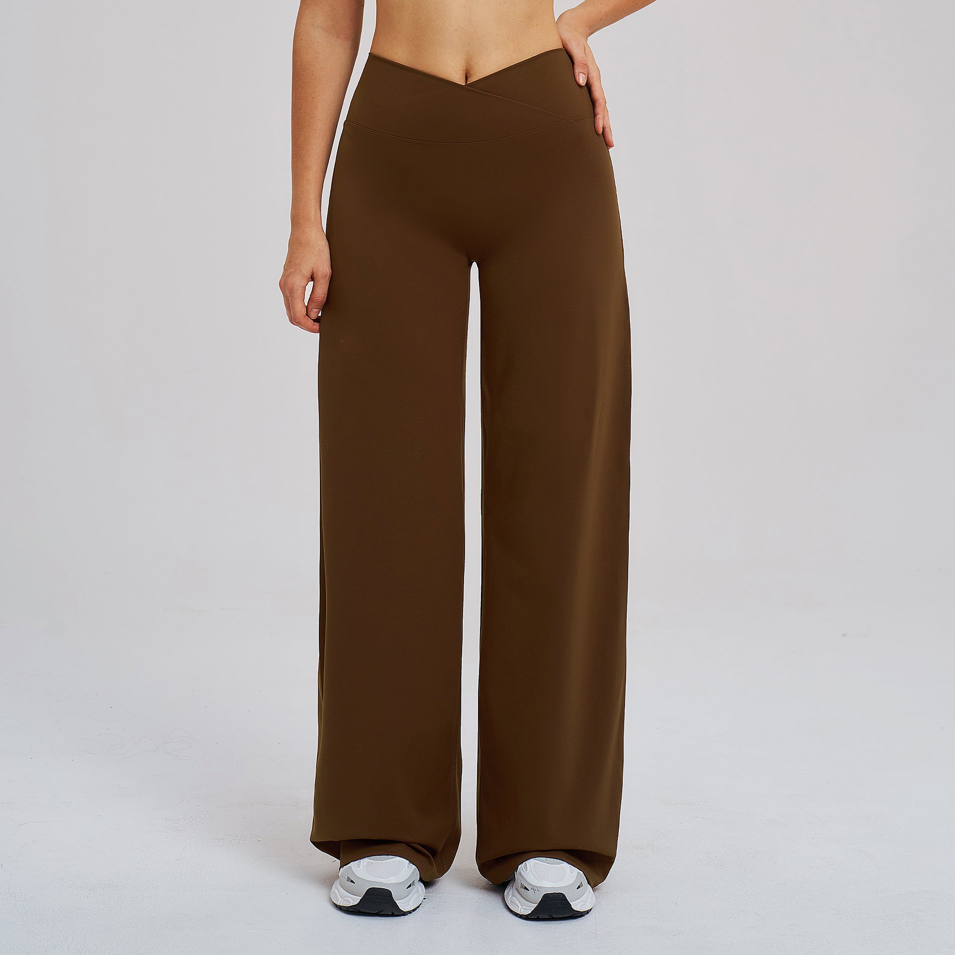 Lunéa Pantalón Ancho Mujer Cepillado Cintura Cruzada Pierna Ancha Running