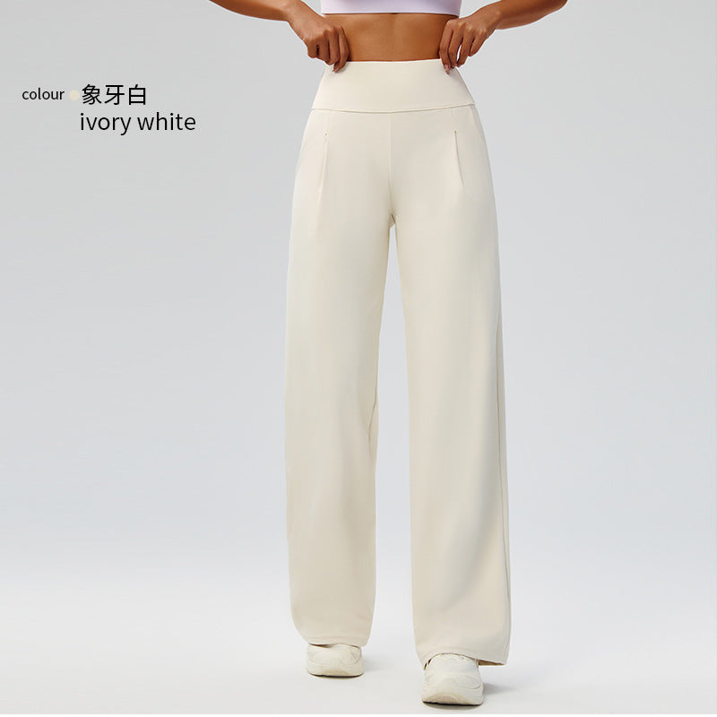 Outdoor high-waisted yoga pants, nine-inch loose straight-leg wide-leg pants, women's outdoor casual yoga pants