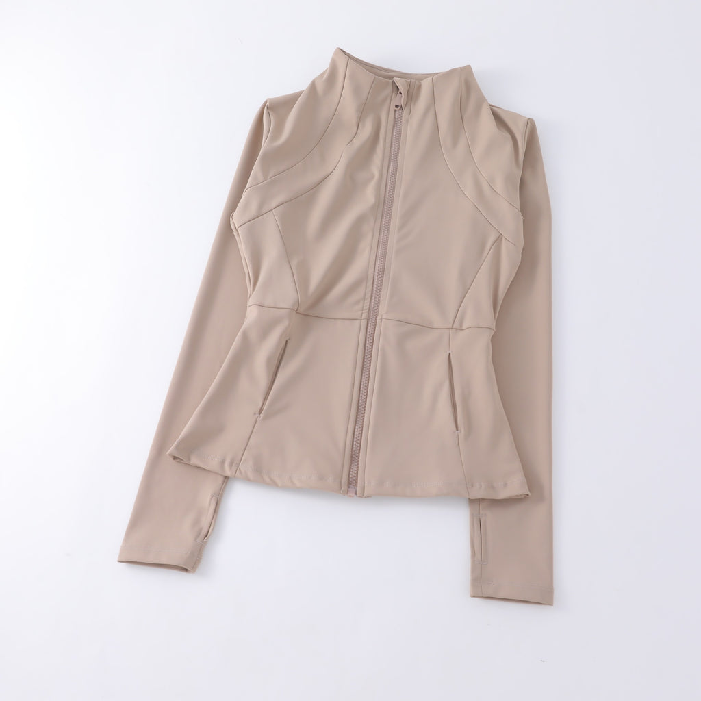 Yoga wear, women's stand-up collar zipper jacket, slimming, sun-protective, long-sleeved high-end running and fitness top