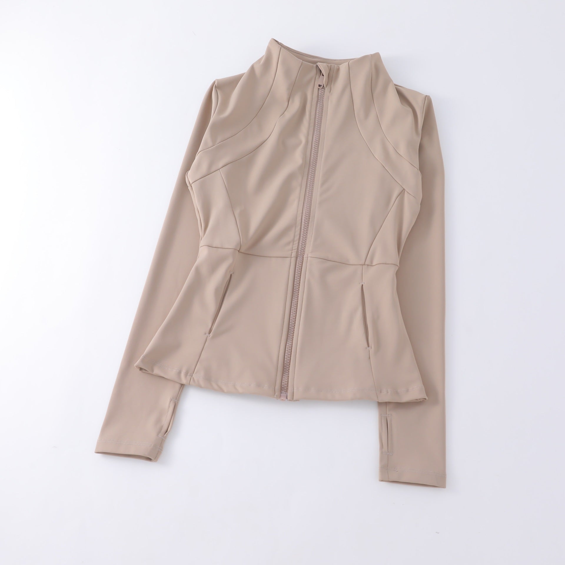 Yoga wear, women's stand-up collar zipper jacket, slimming, sun-protective, long-sleeved high-end running and fitness top