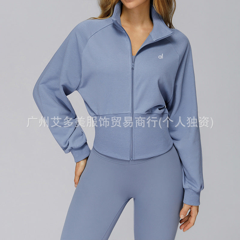alo Hip Lift Yoga Pants, high-strength shock-absorbing and gathering underwear, women's autumn and winter stand-up collar coat, yoga three-piece set