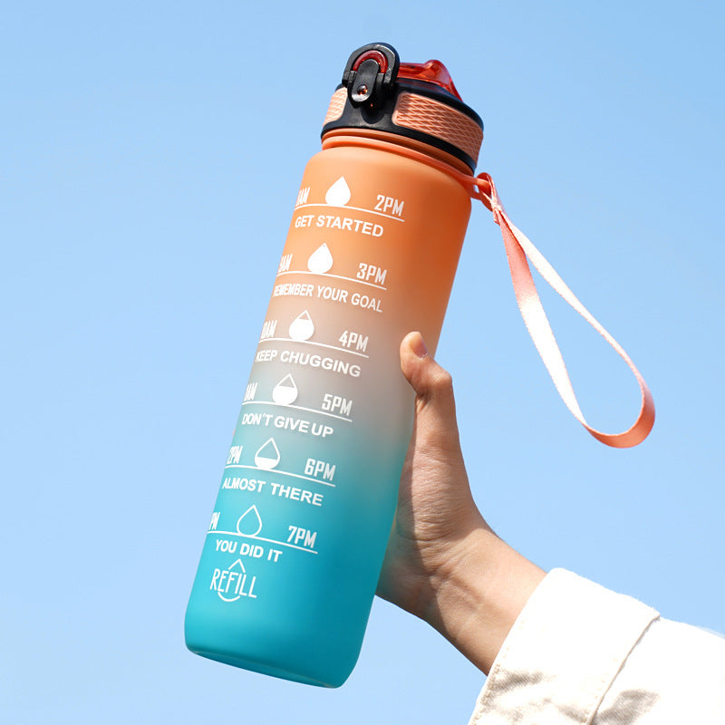 Lunéa Vaso Gradiente 1L con Pajita y Cuerda – Botella Deportiva Outdoor