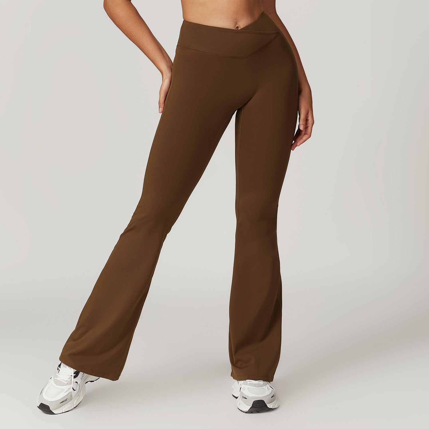 Lunéa Pantalón Flare Yoga Mujer Tiro Alto Pierna Ancha Cintura Cruzada Tejido Reciclado