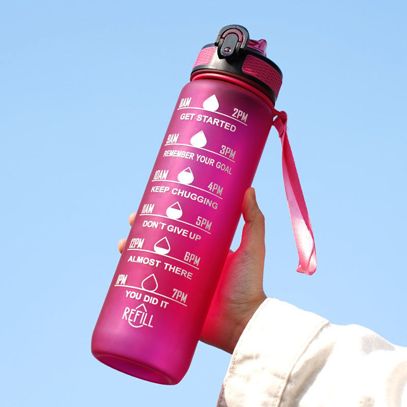 Lunéa Vaso Gradiente 1L con Pajita y Cuerda – Botella Deportiva Outdoor